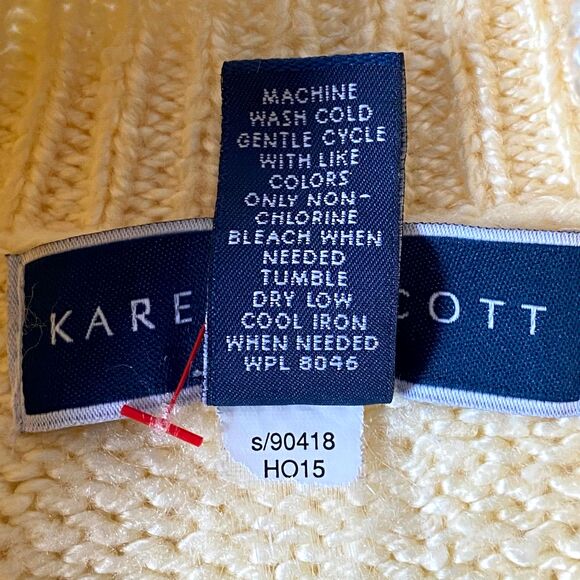 Karen Scott Cable Knit Sweater Women Size M Yellow Heavy Knit Collared NWOT Read - Picture 8 of 11